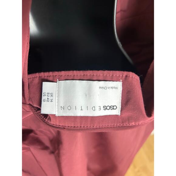 ASOS Edition Burgundy Mini Dress One Sleeve Size 10 New Avant Garde - Picture 8 of 8
